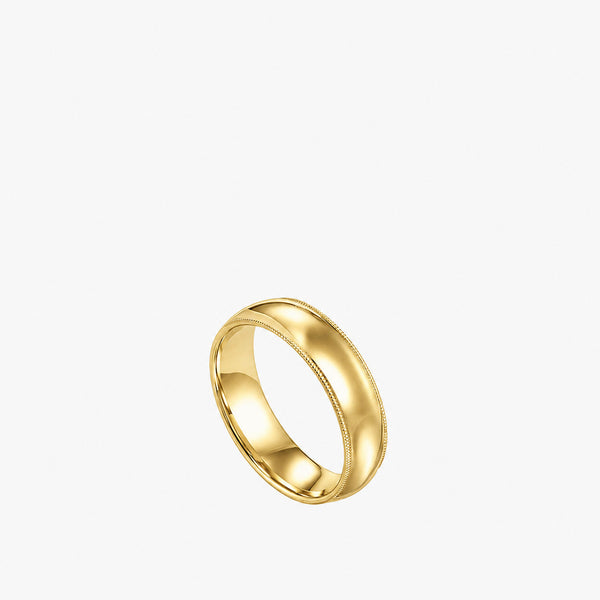Low Dome Milgrain 6mm Comfort Fit Wedding Band