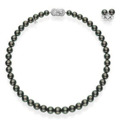 Mikimoto Ginza Black South Sea Pearl White Gold Necklace & Earring Box Set - Mikimoto product