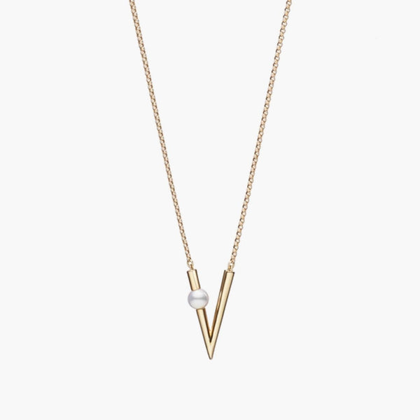 Mikimoto V Code Akoya Cultured Pearl Pendant in 18K Yellow Gold