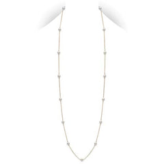 Mikimoto Akoya  6 x 6.5mm Pearls Station Gold 32 Inch Necklace