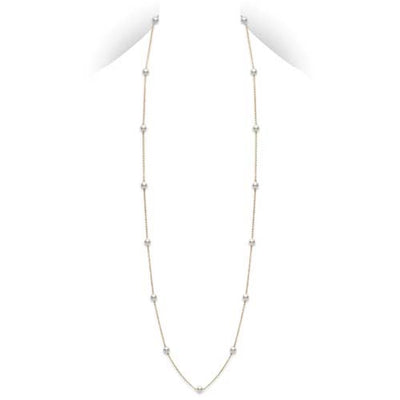 Mikimoto Akoya  6 x 6.5mm Pearls Station Gold 32 Inch Necklace - Mikimoto product