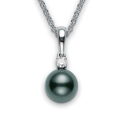 Mikimoto Black South Sea Pearl and Diamond White Gold Necklace 8-8.5mm - Mikimoto product