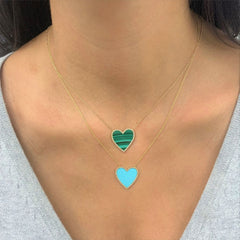 Turquoise Heart Necklace with Diamonds