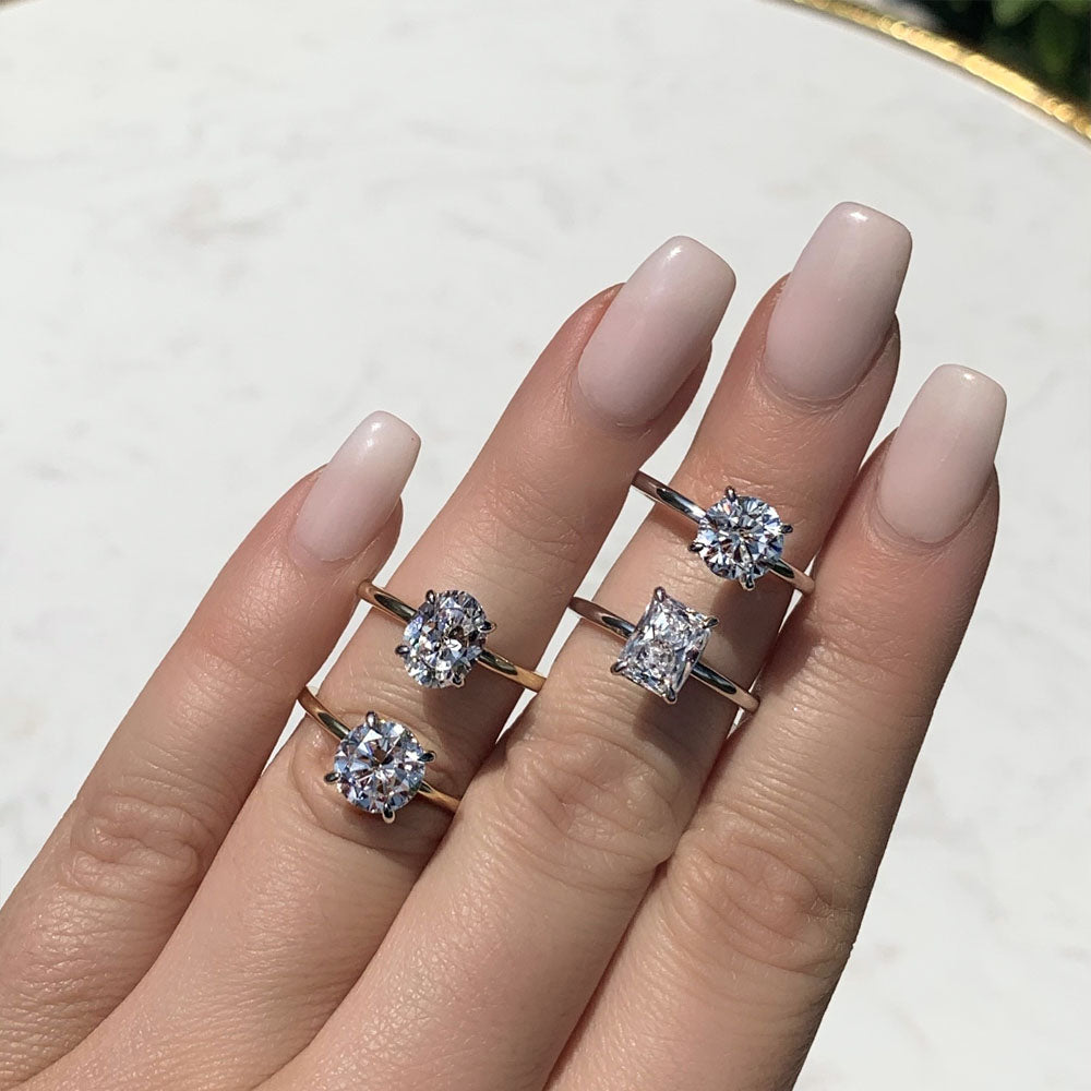 Radiant Ultra Thin Solitaire Engagement Ring Setting in Platinum