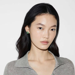 Gucci Interlocking G Stud Earrings in Green Agate