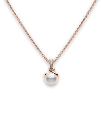 Mikimoto Rose Gold Pearl and Diamond Twist Necklace