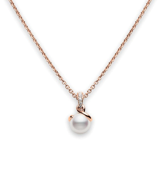 Mikimoto Rose Gold Pearl and Diamond Twist Necklace