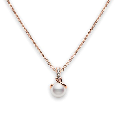 Mikimoto Rose Gold Pearl and Diamond Twist Necklace - Mikimoto product