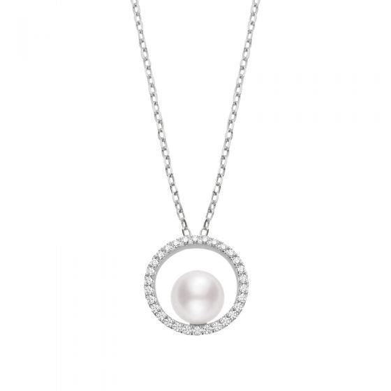 Mikimoto Diamond Circle Pearl Necklace