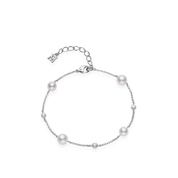 Mikimoto Pearl and Diamond Station Bracelet