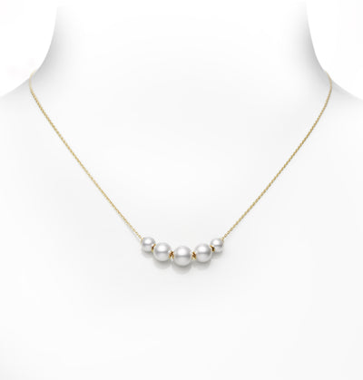 Mikimoto Yellow Gold Five Pearl Station Necklace - Mikimoto product