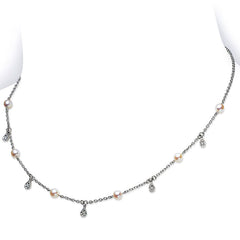 Mikimoto Akoya Pearl Diamond Teardrop Station Necklace