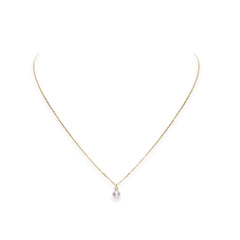 Mikimoto Akoya Pearl Diamond Drop Pendant Necklace in Yellow Gold