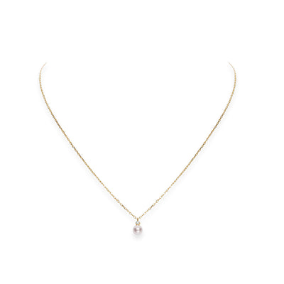 Mikimoto Akoya Pearl Diamond Drop Pendant Necklace in Yellow Gold - Mikimoto product