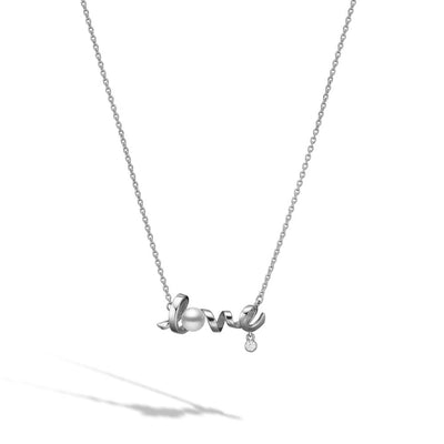 Mikimoto Love Pendant Pearl and Diamond Necklace In White Gold - Mikimoto product