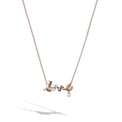 Mikimoto Love Pendant Pearl and Diamond Necklace in Pink Gold
