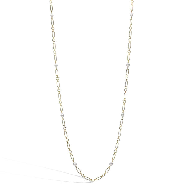 Mikimoto 6.5mm A+ Akoya Pearl Station Necklace 32.5"- Yellow Gold