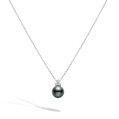 Mikimoto Black South Sea Pearl and Diamond Cluster Necklace - Mikimoto product