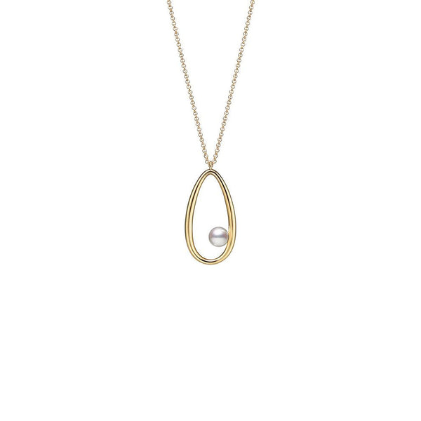 Mikimoto Moon Dew Akoya Pearl Pendant Necklace in Yellow Gold