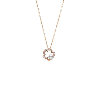 Mikimoto Cherry Blossom Akoya Pearl Diamond Pendant Necklace in Rose Gold - Mikimoto product