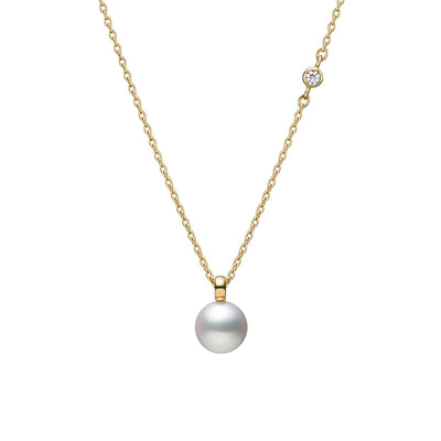 Mikimoto Akoya Pearl Diamond Necklace in Yellow Gold - Mikimoto product
