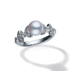 Mikimoto Vintage Akoya Pearl & Diamond Ring