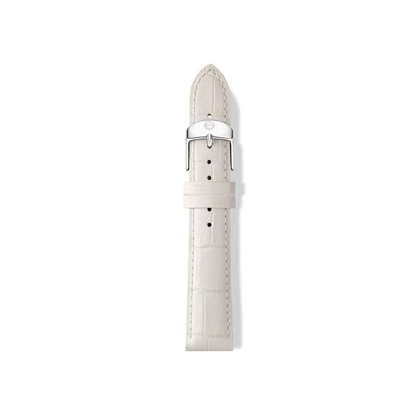 Michele Embossed Calfskin White Watch Strap - 18mm
