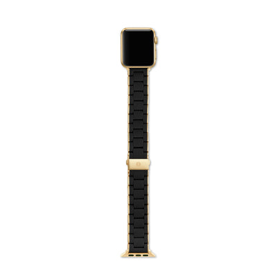 Michele Silicone 3 Link Apple Bracelet - Black & Gold - Michele product