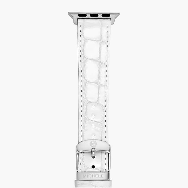 Michele Apple Watch White Crocodile Leather Strap