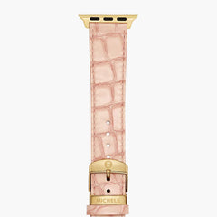 Michele Apple Watch Pink Crocodile Leather Strap