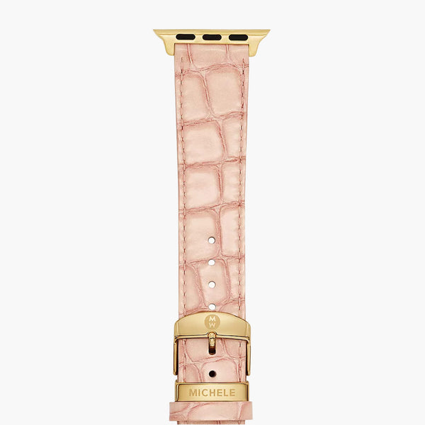 Michele Apple Watch Pink Crocodile Leather Strap