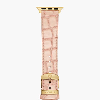 Michele Apple Watch Pink Crocodile Leather Strap - Michele product