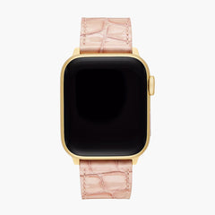 Michele Apple Watch Pink Crocodile Leather Strap