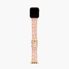 Michele Apple Watch Pink Crocodile Leather Strap