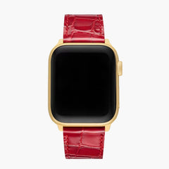 Michele Apple Watch Red Crocodile Leather Strap