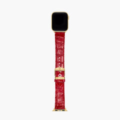 Michele Apple Watch Red Crocodile Leather Strap