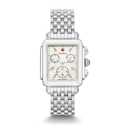 Michele Deco Stainless Steel White Mother of Pearl Dial Watch - Michele product