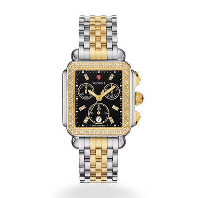 Michele Deco Two-Tone Black Dial Diamond Watch - Michele product