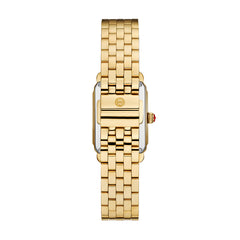Michele Deco Park Dark Cherry Dial Gold Watch