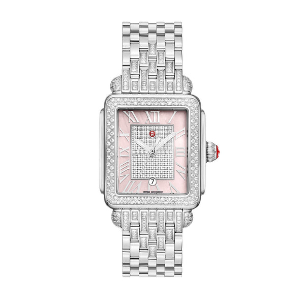 Michele Deco Madison Mid Peony Pave Diamond Center Watch