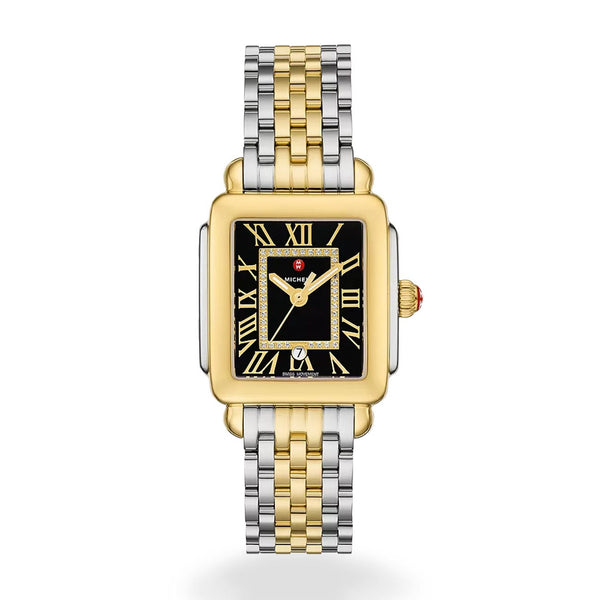 Michele Deco Madison Mid Two-Tone Black Dial Diamond Watch