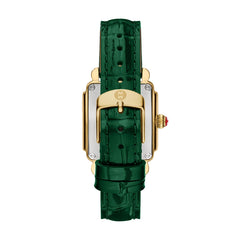 Michele Deco Sport Mid Watch with Green Leather Strap