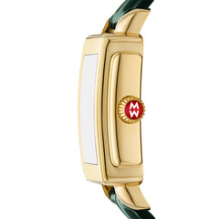 Michele Deco Sport Mid Watch with Green Leather Strap