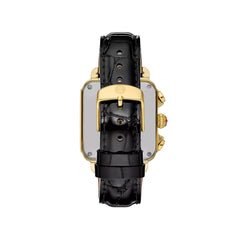 Michele Deco Sport Chrono Watch with Black Leather Strap