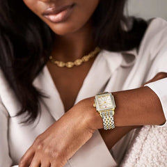 Michele Deco Mid Two-Tone Diamond Bezel Watch