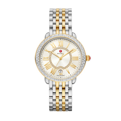 Michele Serein 16 Two Tone Silver White Sunray Dial with Diamond Bezel Watch - Michele product