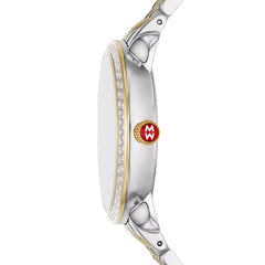Michele Serein 16 Two Tone Silver White Sunray Dial with Diamond Bezel Watch