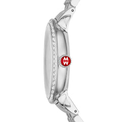 Michele Serein 16 Silver White Sunray Dial with Diamond Bezel Watch