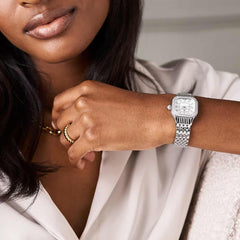 Michele Meggie Stainless Steel Diamond Watch