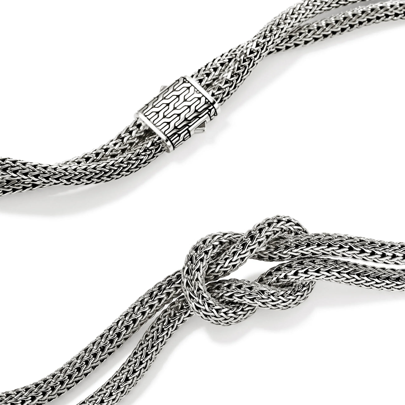 John Hardy Love Knot Silver Double Chain Necklace - 5mm
